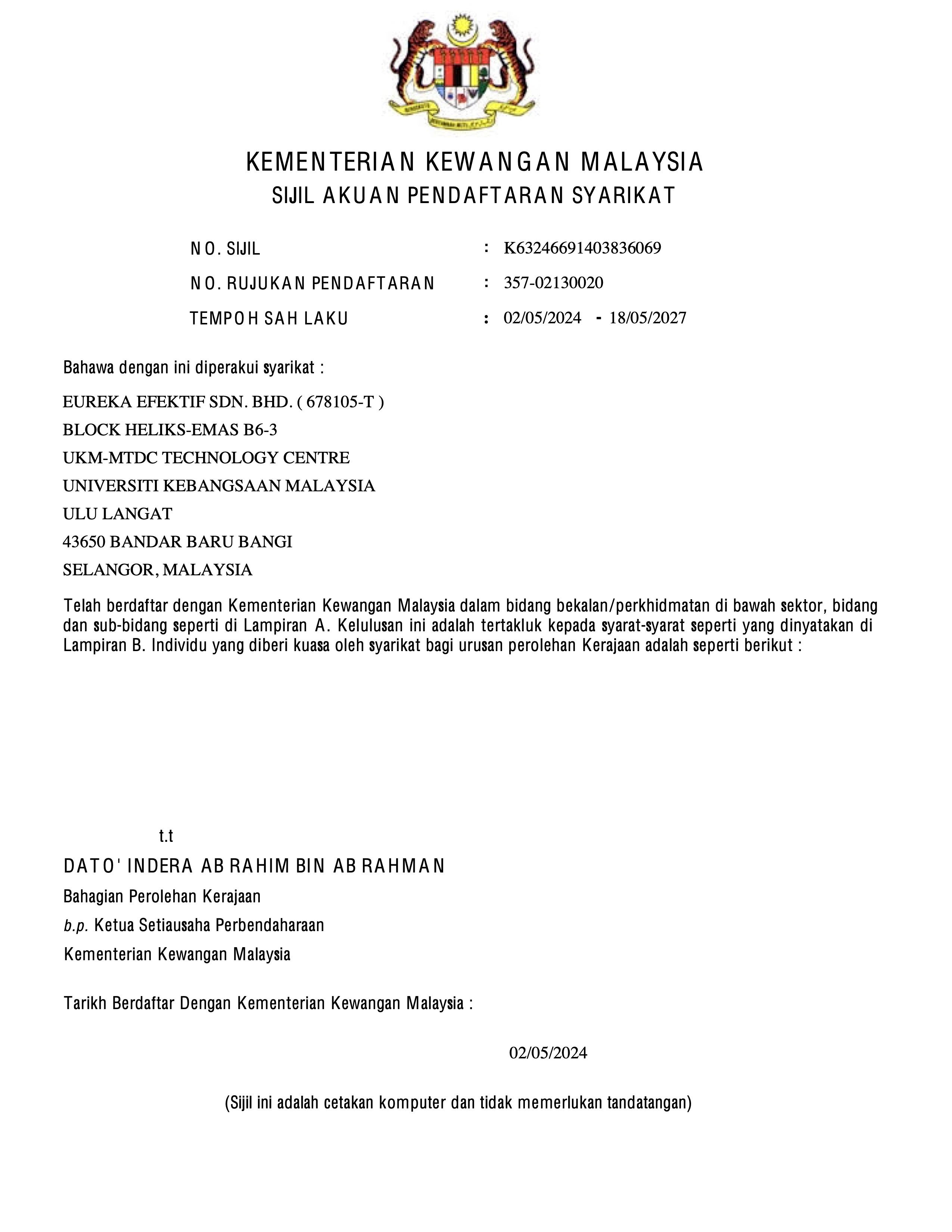 EE MOF Cert 2 2024-2027